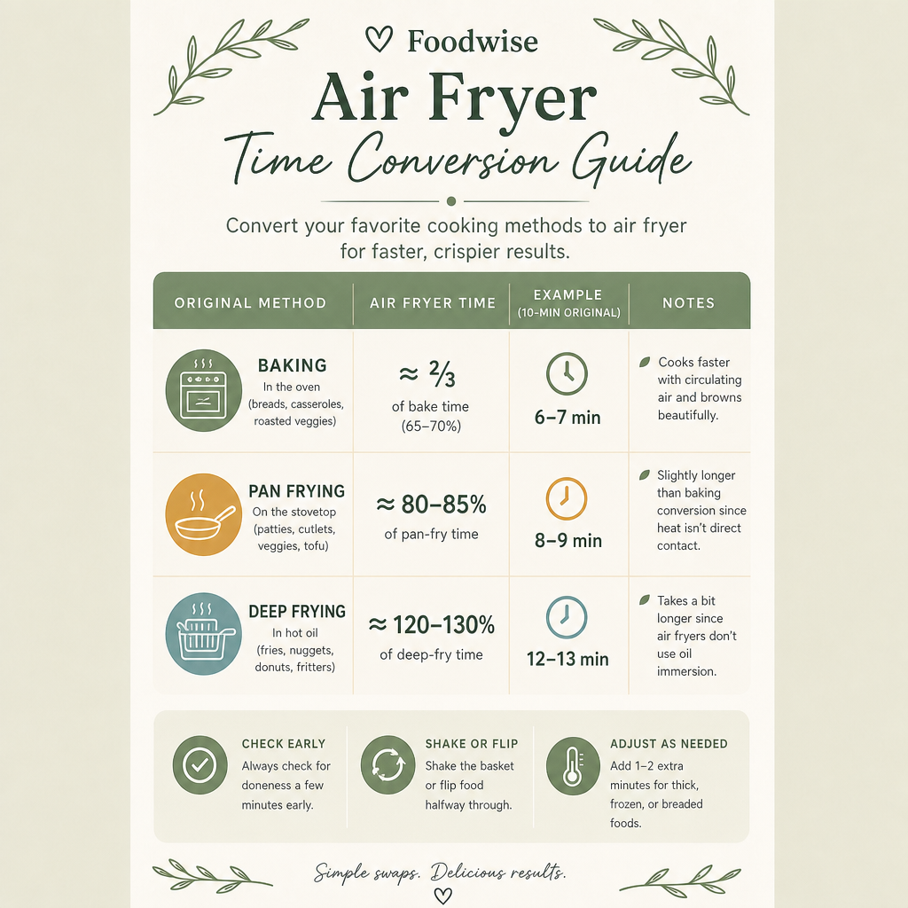Air fryer time conversion chart