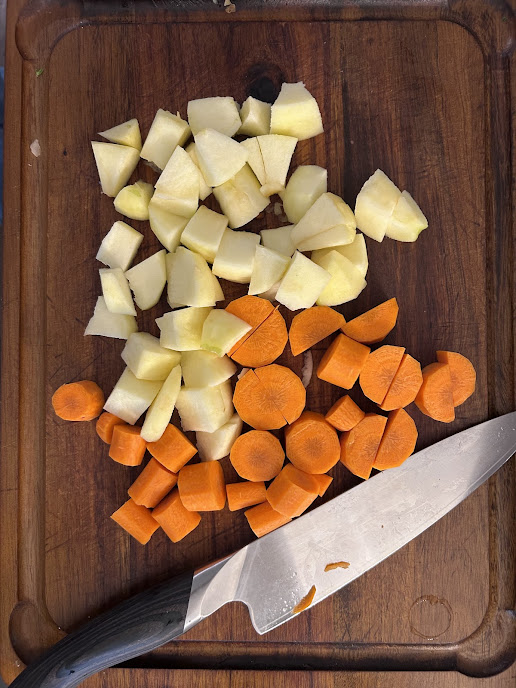 Apple and carrot diced for baby food