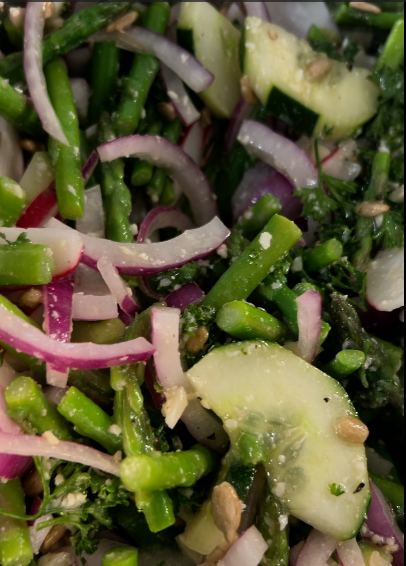 Asparagus & Cucumber Salad with Lemon-Parmesan Dressing