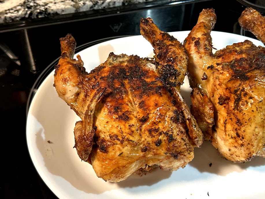 Cornish hens on a platter