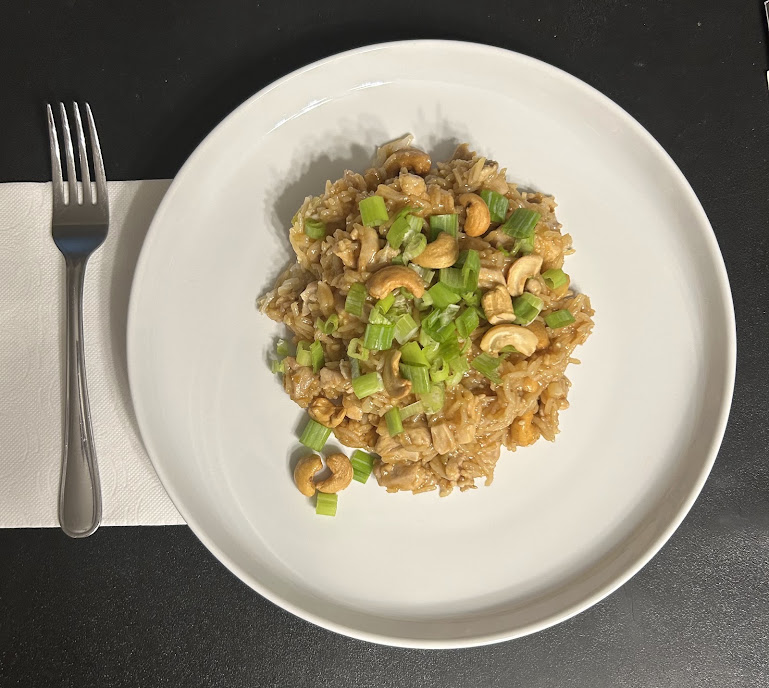 Instant Pot cashew chicken with rice and green onions