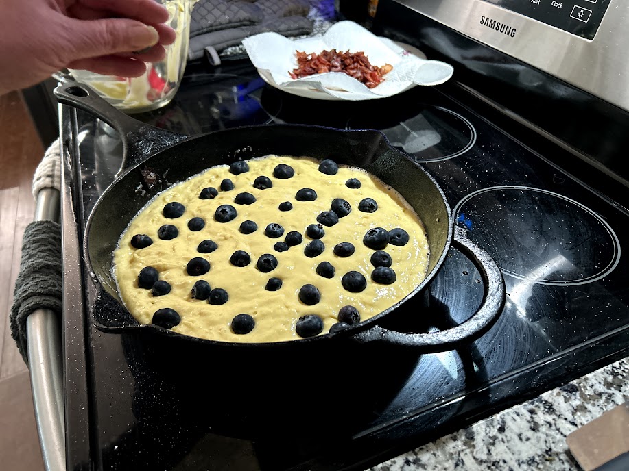 Blueberries on batter