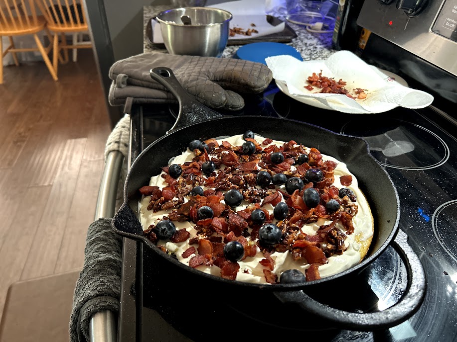 Finished pancake pizza with toppings