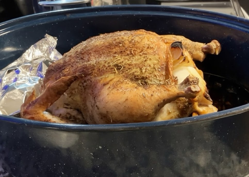 Oven roasted chicken just out of the oven