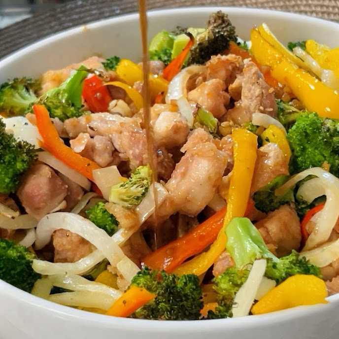 Wokless sesame garlic chicken and broccoli